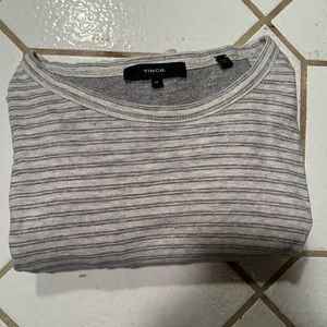Vince Mens Stripe Long sleeve Tee XL grey/white